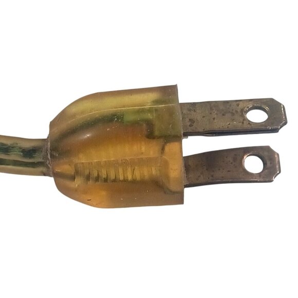 VTG MCM 1960s XL Amber Glass & Brass Pineapple Diamond Quilted Hanging Swag Lamp - Picture 11 of 11